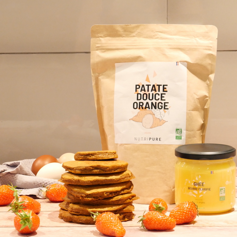 Recette de pancakes à la farine de patate douce orange
