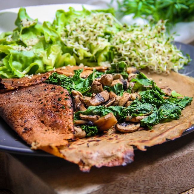 Recette de galette aux champignons et chou kale