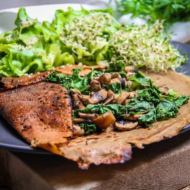 Galette aux champignons et chou kale