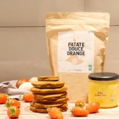 Des pancakes à la farine de patate douce orange
